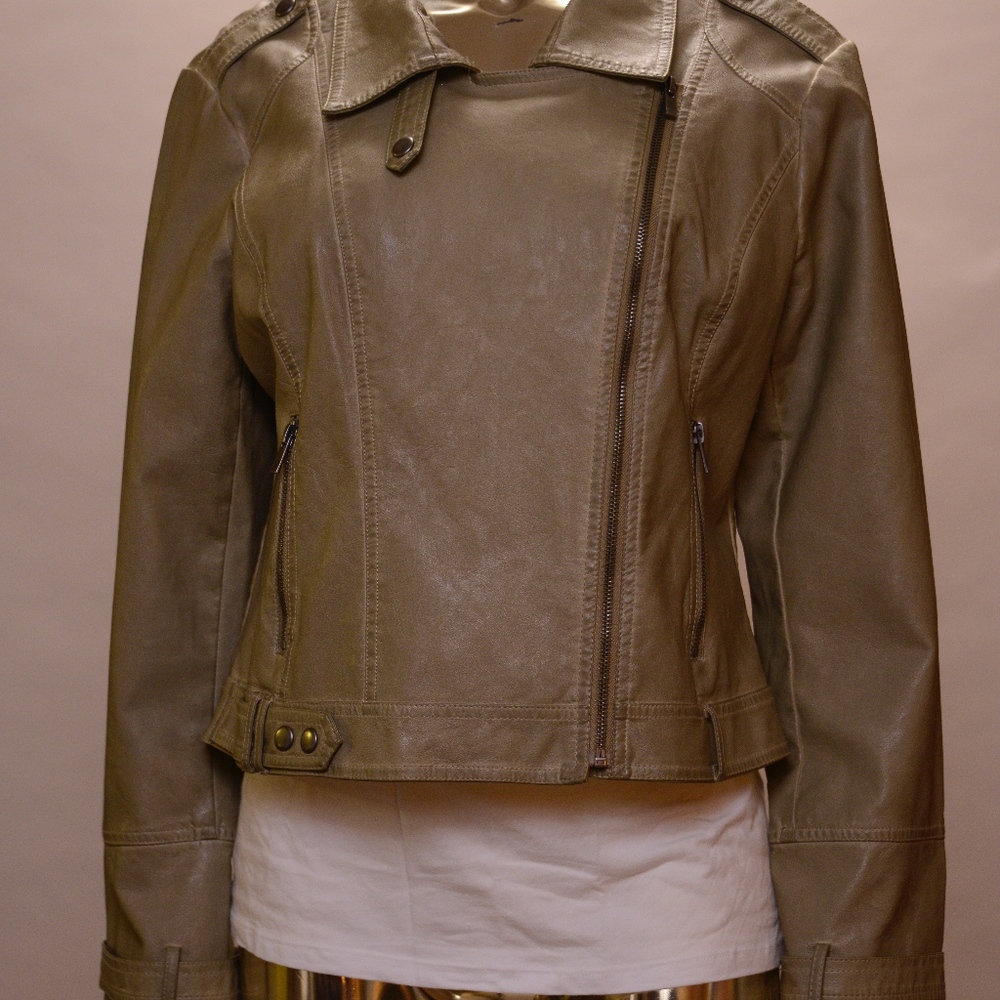 Blanc Noir motorcycle zippered faux leather jacket